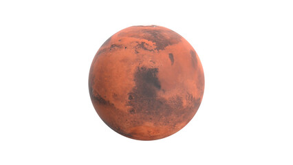 3d rendering of Mars on transparent background