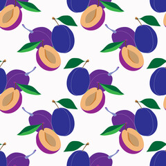 Plum graphic illustration.Vector. Image on a white and color background.
