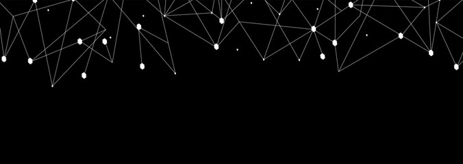 Fototapeta premium White network. Abstract connection on black background. Network technology background with dots and lines for desktop. Ai background. Modern abstract concept. Line background, network technology