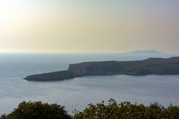 The island of Sfaktiria near the town of Pylos in Peloponnese, Greece