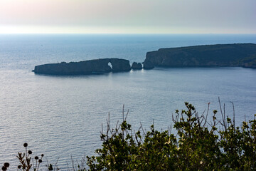 The island of Sfaktiria near the town of Pylos in Peloponnese, Greece