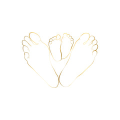Family Feet Printable, Parent and Baby One Line Drawing Print, Black White Baby Artwork, Foot Poster, Original Minimalist Couple Art, Minimal Nursery Decor, Bedroom Wall Decor, Gold line