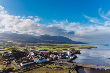 scenic view of Blennerville windmill on The Dingle peninsula in County Kerry, Ireland. High quality...