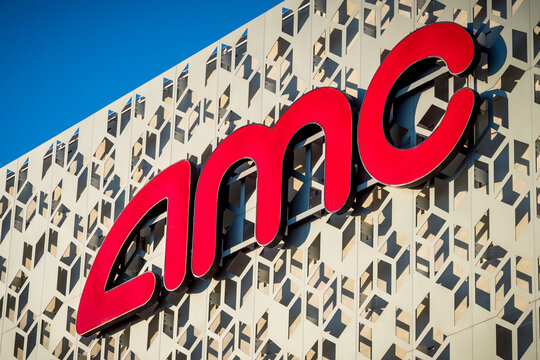 AMC Cinema Building Sign  /  Montclair, USA &ndash; Nov 14, 2022: AMC Entertainment&rsquo;s newest theater complex opens at Montclair Place in Montclair, CA.  