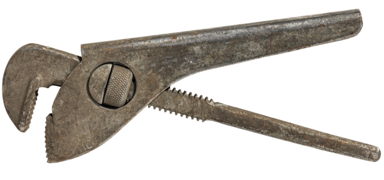  old used pipe wrench. gas wrench isolated on a transparent background