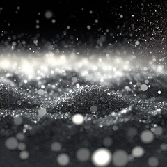 Epic silver glitter bokeh effect background. Cool wallpaper, web, banner, graphic. 