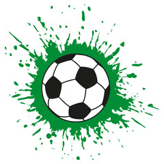 Fototapeta premium Illustration of a soccer ball with a green grunge stain on a white background