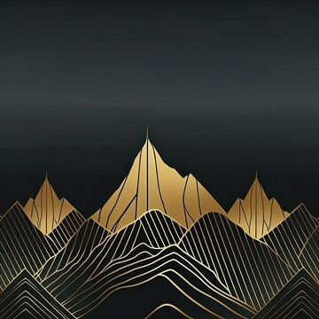 Black and gold mountain shapes background