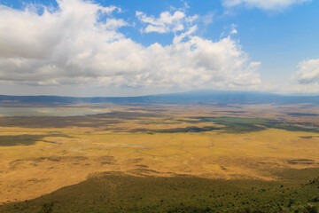Aerial view of Ngorongoro crater national park in Tanzania