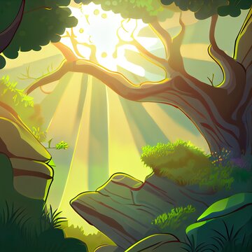 Abstack Background Cartoon Style. BigBamm or Sunlight