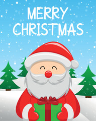 Christmas card with vector santa claus