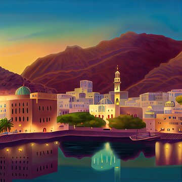 Evening View Of Muscat City.