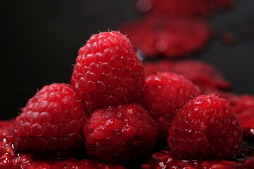 Close up of raspberries fruit as background