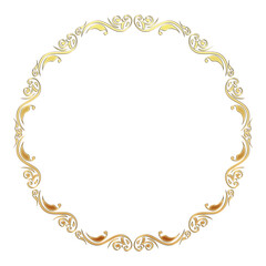 イラスト素材: レトロ、アンティーク、ビンテージのゴールドメタリックのフレーム。飾り罫オーナメント