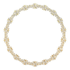 イラスト素材: レトロ、アンティーク、ビンテージのゴールドメタリックのフレーム。飾り罫オーナメント