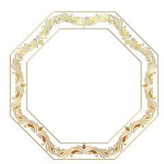 イラスト素材: レトロ、アンティーク、ビンテージのゴールドメタリックのフレーム。飾り罫オーナメント