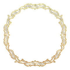 イラスト素材: レトロ、アンティーク、ビンテージのゴールドメタリックのフレーム。飾り罫オーナメント