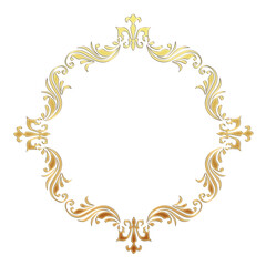 イラスト素材: レトロ、アンティーク、ビンテージのゴールドメタリックのフレーム。飾り罫オーナメント