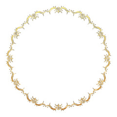 イラスト素材: レトロ、アンティーク、ビンテージのゴールドメタリックのフレーム。飾り罫オーナメント