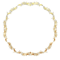 イラスト素材: レトロ、アンティーク、ビンテージのゴールドメタリックのフレーム。飾り罫オーナメント