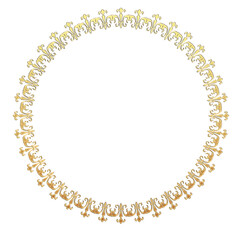 イラスト素材: レトロ、アンティーク、ビンテージのゴールドメタリックのフレーム。飾り罫オーナメント