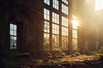 Fototapeta na wymiar mother nature reclaiming abandoned buildings