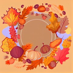 Concept of Autumn, Autumn composition accessories, space for text , anime style