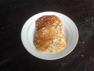Serabi, a typical Indonesian pancake made from rice flour and coconut milk. Serabi is one of the roadside snacks and a favorite menu during the month of Ramadan