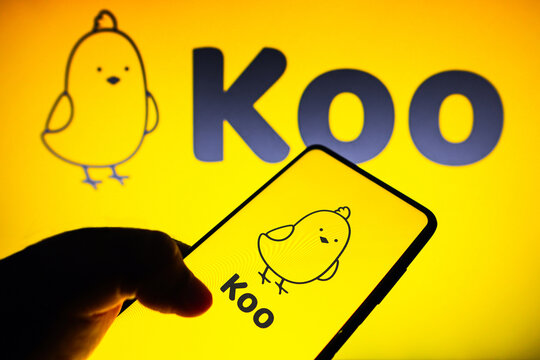November 18, 2022, Brazil. In this photo illustration, the Koo app logo seen displayed on a smartphone.