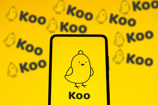 November 18, 2022, Brazil. In this photo illustration, the Koo app logo seen displayed on a smartphone.