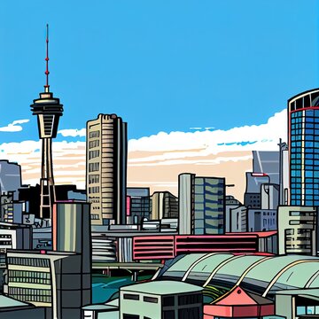 Skyline Of Auckland With City Central Business District At The Noon