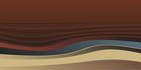 Brown wave, abstract dark brown background, smooth satin texture. Vector illustration