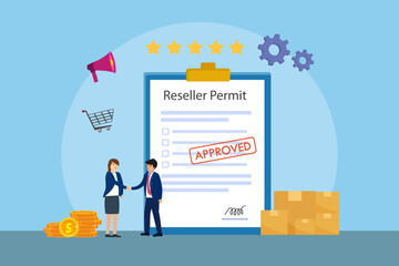Distributor approve reseller permit vector illustration flat design