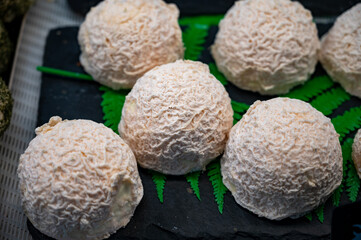 Cheese collection, french goat cheese from Vezelay, Burgundy region, France