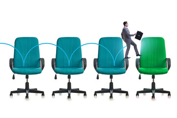 Promotion concept with office chairs and businessman