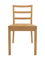 Wooden simple single chair mockup. Front view. Transparent. Png