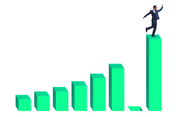 Businessman in growth concept with bar charts