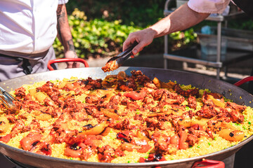 A massive Spanish paella dish