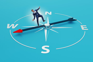 Businessman with compass looking for direction