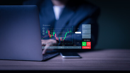 trading in stock market, take profit with stock, growth stock investment, financial planning, data analysis on device