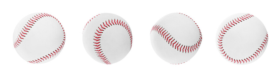 Set with baseball balls on white background. Banner design