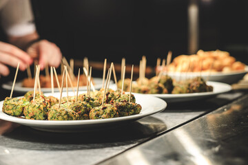 Prepared finger food for a party