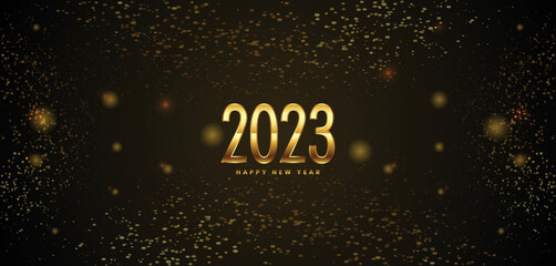 2023 Happy New Year celebration Title, banner or wallpaper background