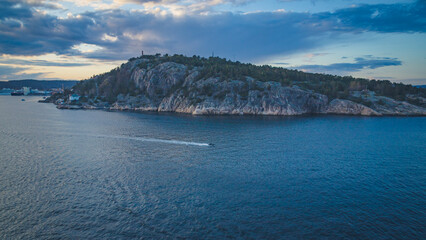 Naklejka premium A Fjord in Norway as seen from a cruise ship's cabin