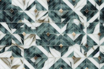 Abstract Geometric Marble Tile Background in Pastel Green and White Colors
