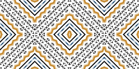 Obraz premium Ikat floral tribal cross Geometric Traditional ethnic oriental Design for Prints Fabric saree Mughal brush symbol Swaths texture Kurti Kurtis Kurtas