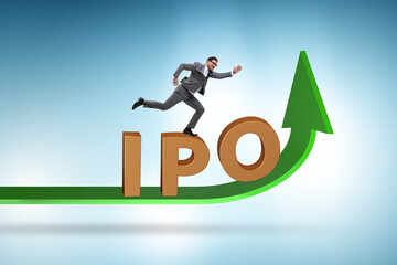 Businessman in the initial public offering IPO concept