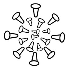 Corona virus icon. Black on white background isolated. illness respiratory infection (illness outbreak). Influenza pandemic. Corona virus, Covid-19. Bacterial, virus vector. Suitable for health.