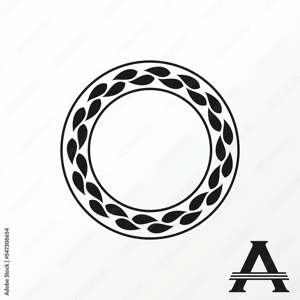 Poster Simple and unique leaves beauty art around template with letter or word A serif font  image graphic icon logo design abstract concept vector stock. Can be used as symbol related to initial or monogram