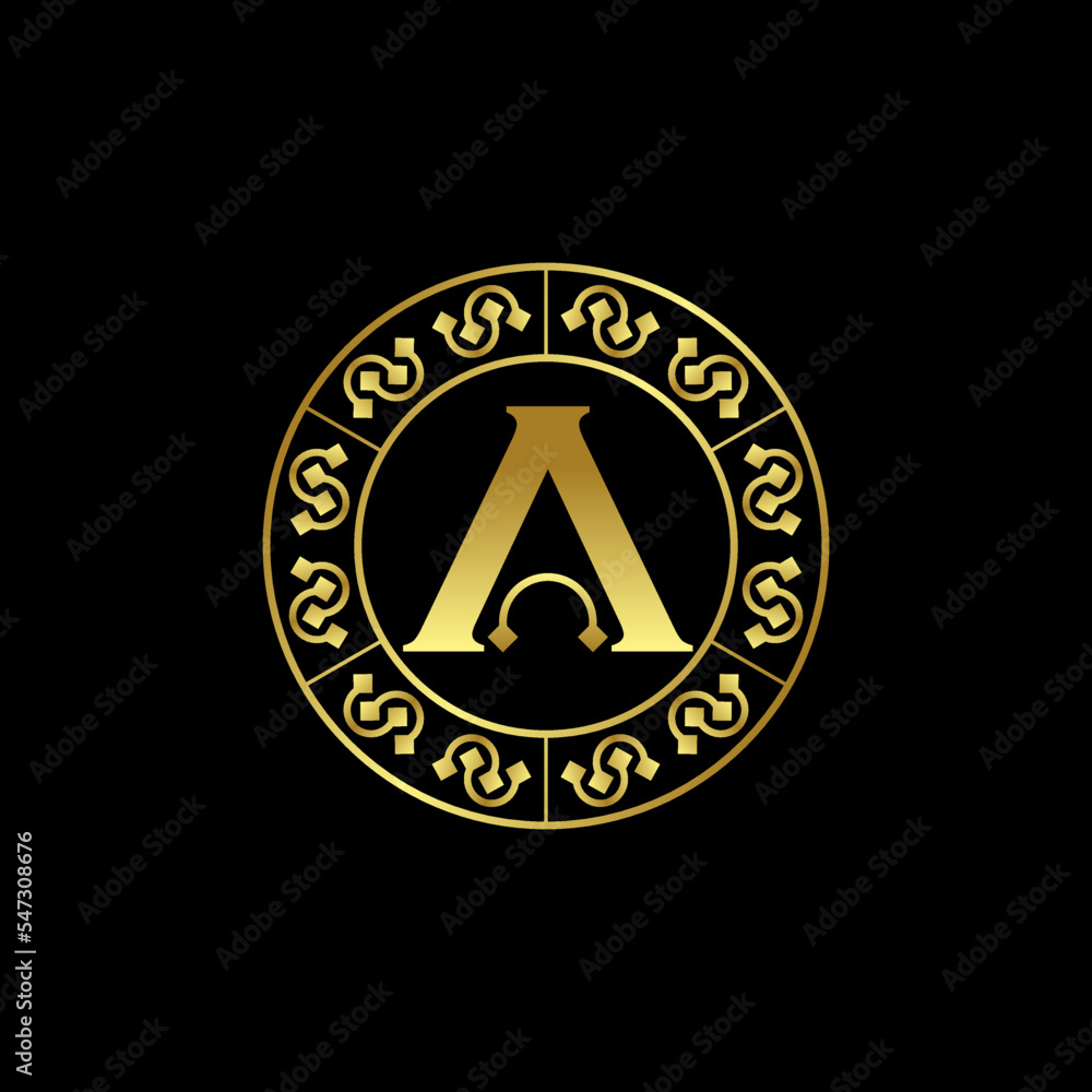 Poster simple and unique letter or word a serif font with motif around like emblem image graphic icon logo 